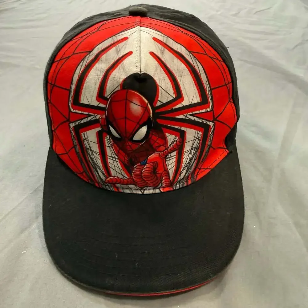Marvel Spider-Man Snapback Hat Red Black Large Front Graphic Kids YOUTH Cap